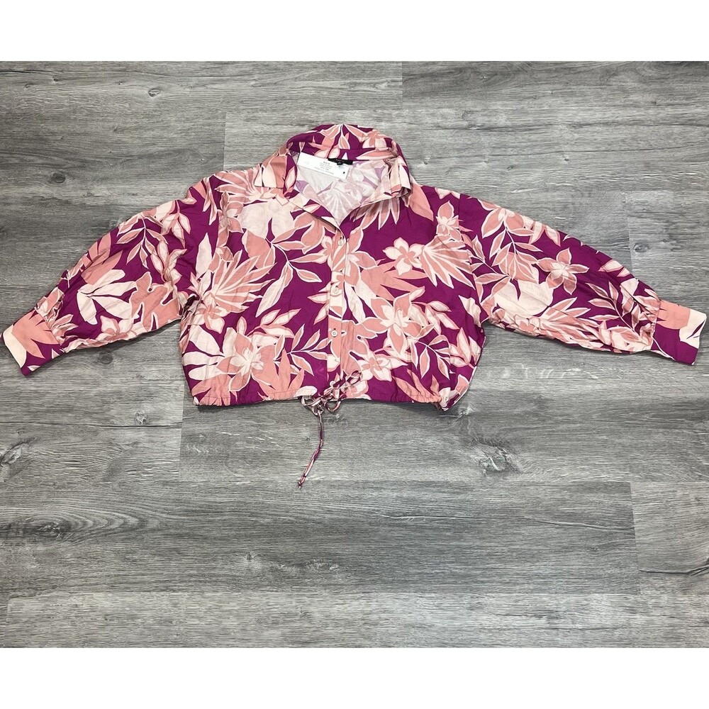 Drew Anthropologie Blouse Women's Pink‎ Floral Button tie Front NWT $216 small